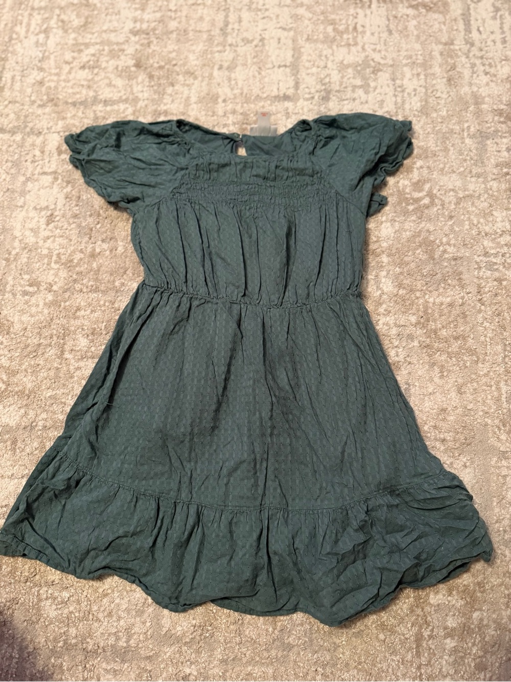 Cat & Jack Dark Green Smocked Short Sleeve Dress size M